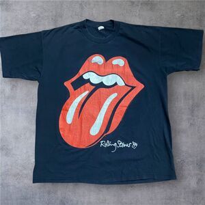 50/50 Vintage 1989 Rolling Stones USA Tour Concert Black Graphic Tee Men's XL
